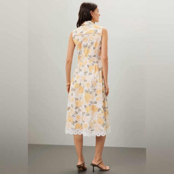 NWT Rachel Parcell Yellow Floral Midi Dress - Picture 3 of 16